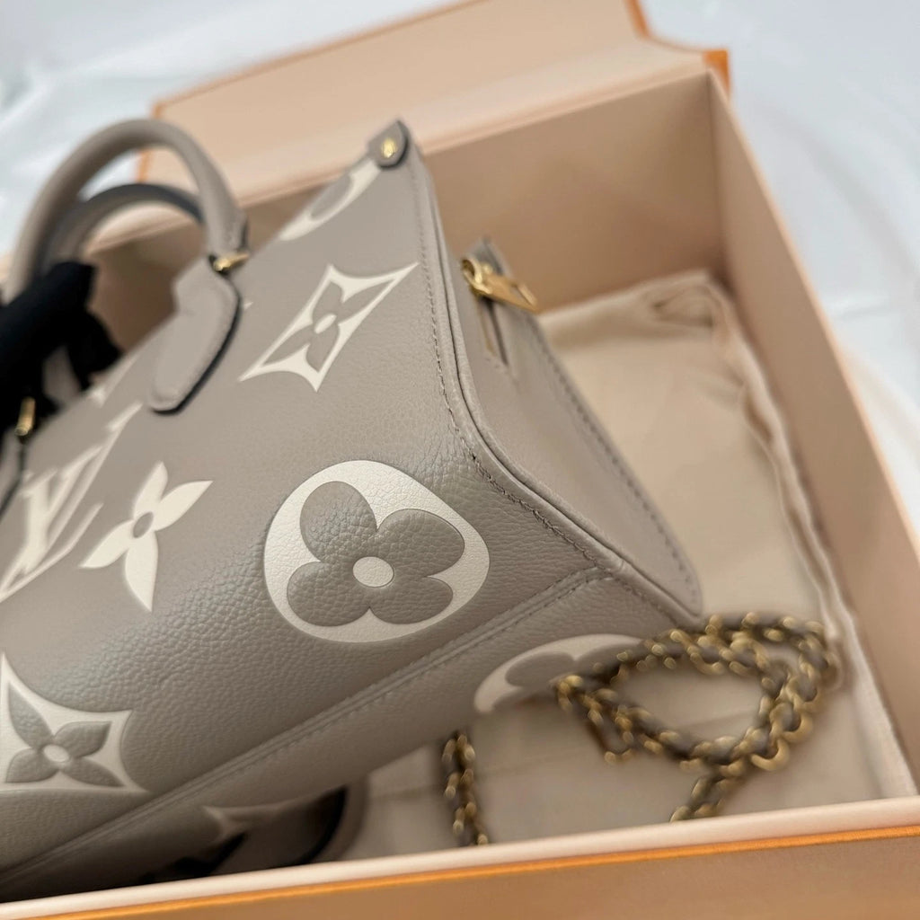 Louis Vuitton Leather Horizontal OnTheGo Tote Bag Elephant Gray For Women