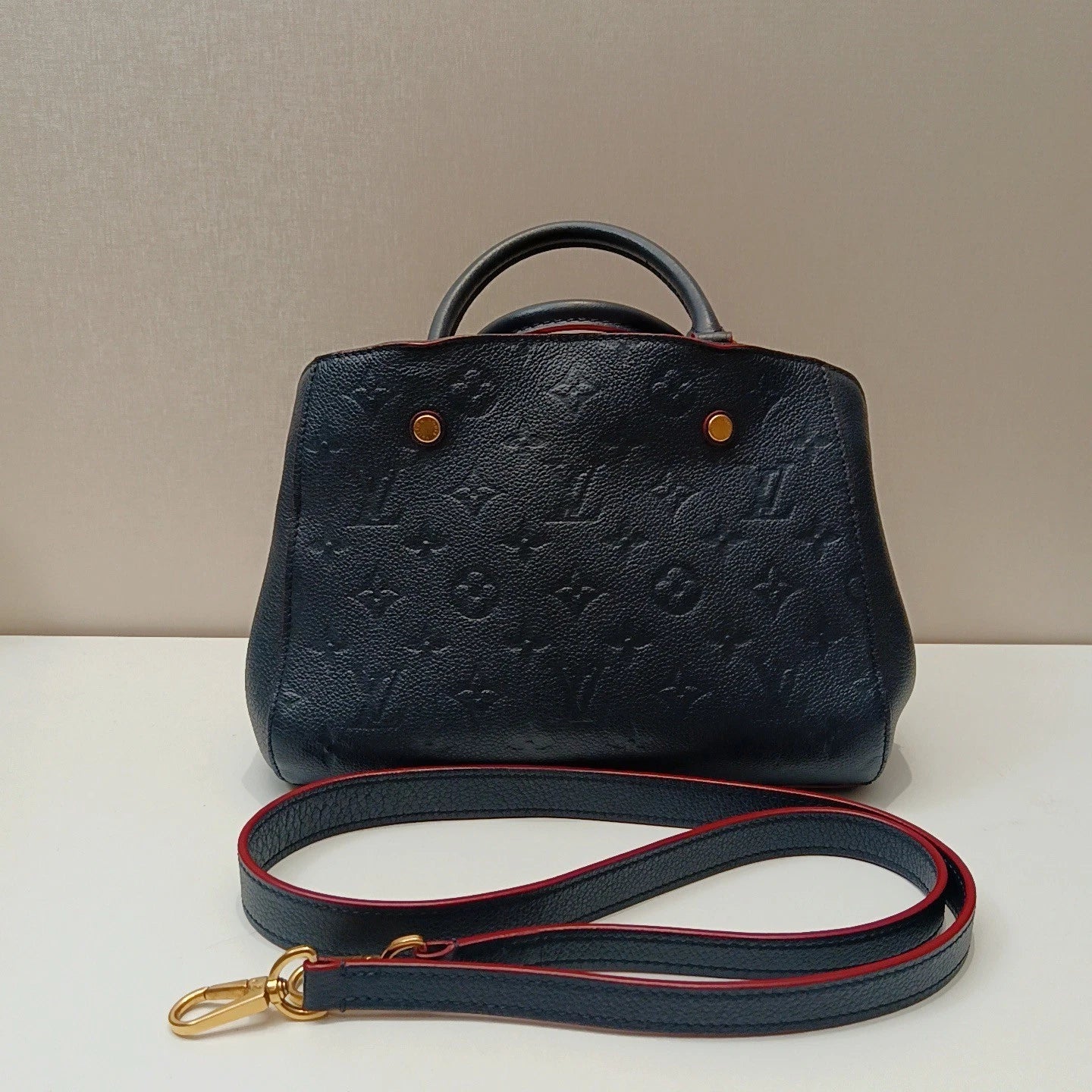 Louis Vuitton Montaigne BB Blue Crossbody Top Handle Excellent