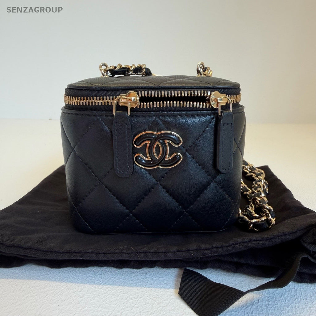 CHANEL 23P Box Love Series Chain Shoulder bag Crossboy Black Gold Women