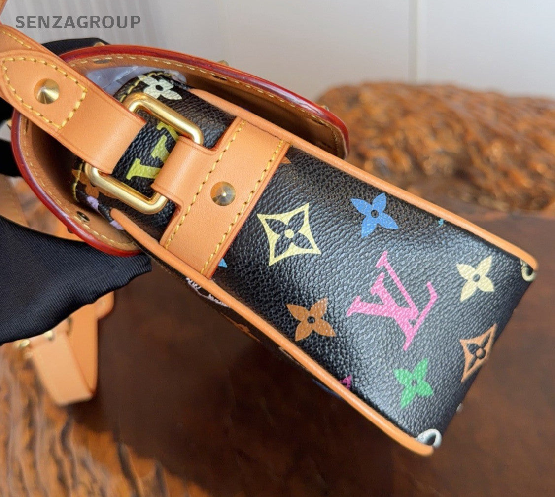 Louis Vuitton Monogram Black Multicolor Shoulder Bag Crossbody Women Classic