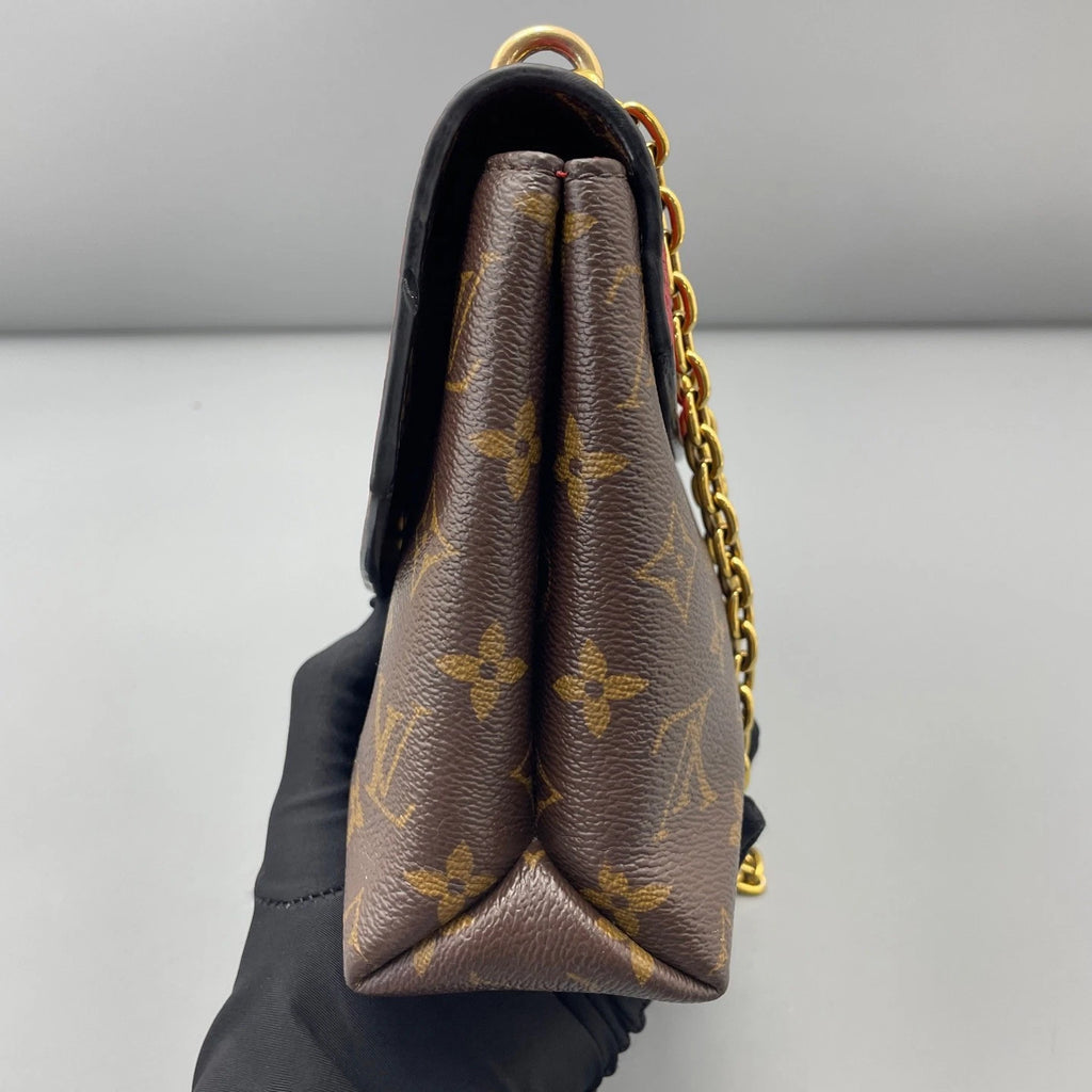 Louis Vuitton Saint Monogram Chain Shoulder Bag Brown Gold Hardware Women