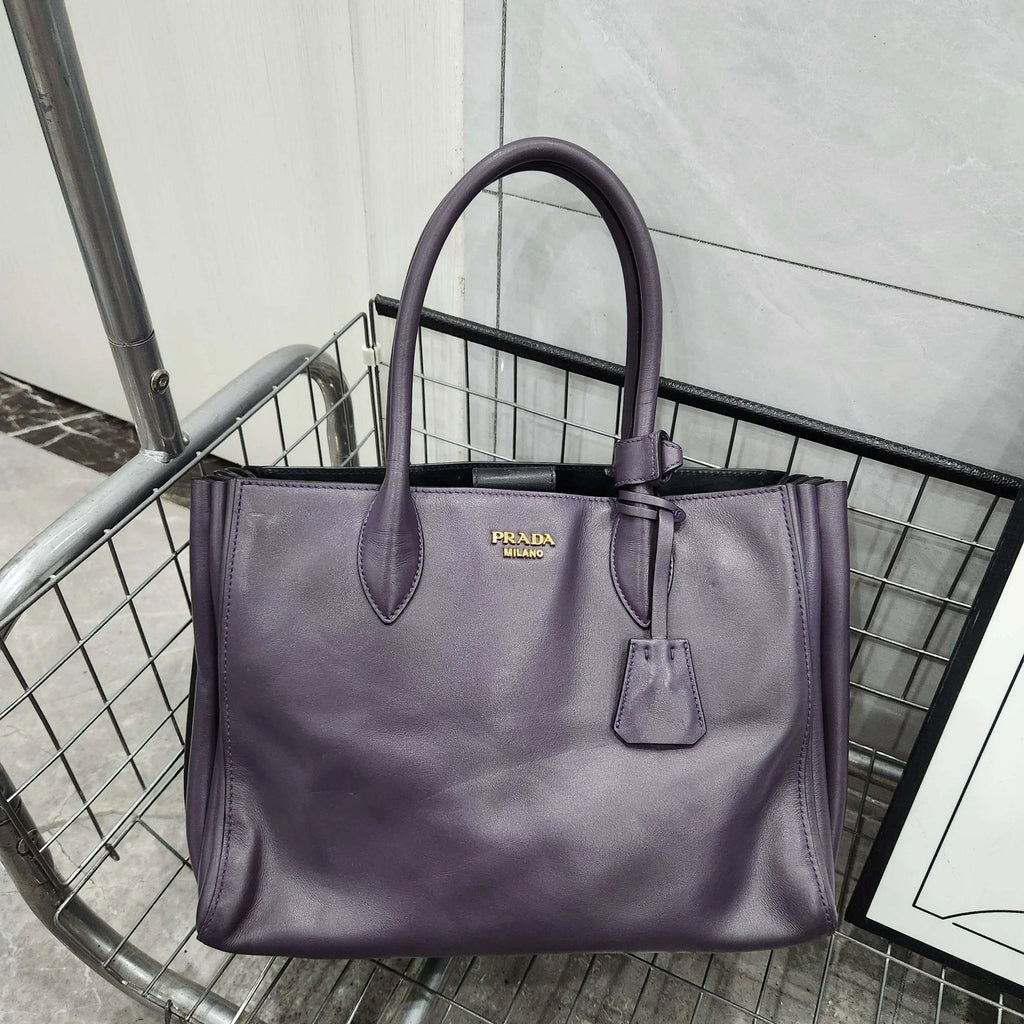 Prada Purple Accordion Tote Shoulder Handbag For Women