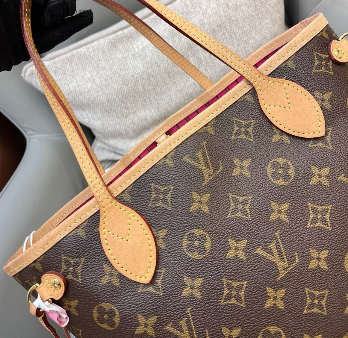 Louis Vuitton Neverfull PM Monogram Shoulder Bag Brown Gold Women Classic