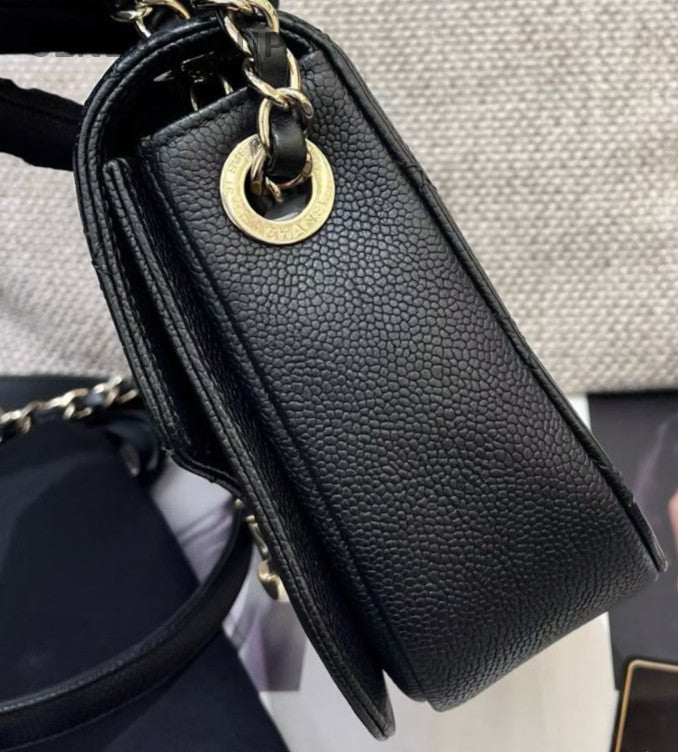 Chanel Cuba Chain Shoulder Bag Diamond Black Gold Women Classic Designer