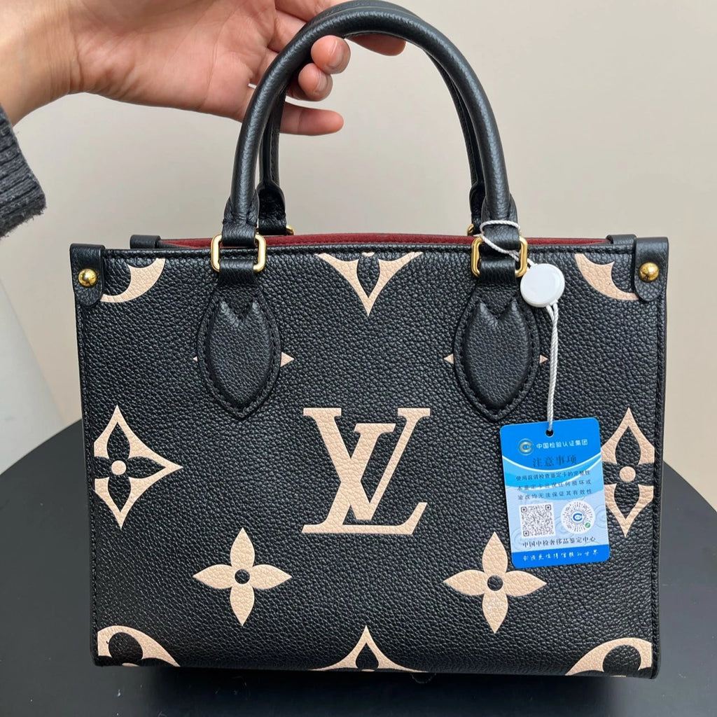 Louis Vuitton Onthego Black White Small Tote Bag For Women