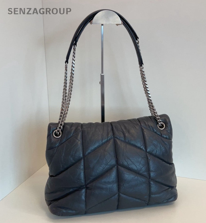 YSL Saint Laurent  LouLou Purffer GM Chain Shoulder bag Gray Silver Women