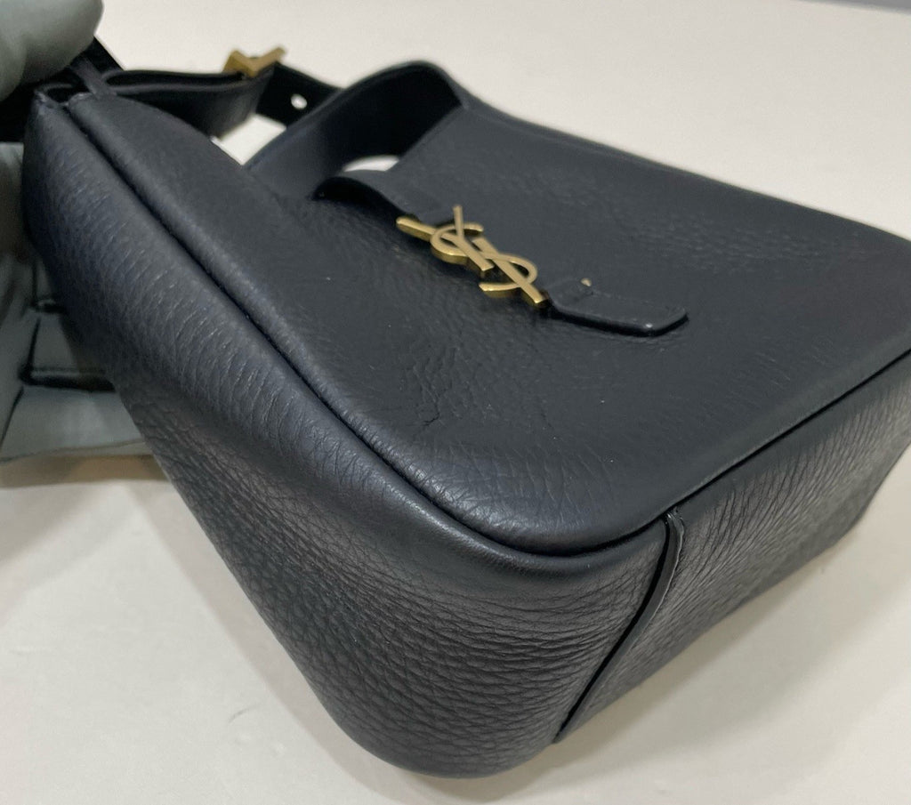 Saint Laurent Hobo Mini Shoulder Bag Black Gold Women Classic