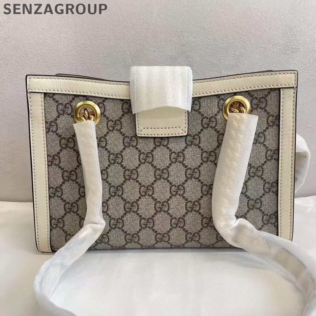 Gucci GG Marmont Padlock Shoulder Bag in White & Brown - Classic Women's Bag