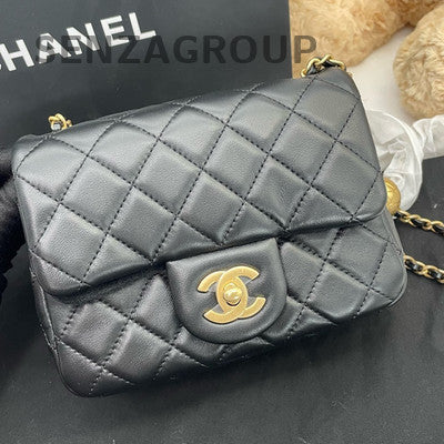 Chanel Classic Flap Quilted Chain Shoulder Bag Black Gold Women's Fashion