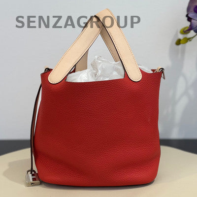 Hermès Picotin 18 Red Silver Hardware Handbag - Fashion Women