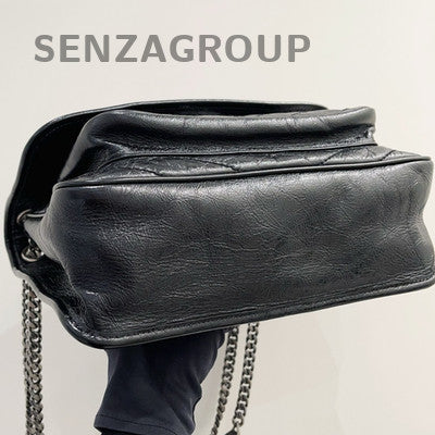 YSL Saint Laurent Black Silver Niki Medium Chain Shoulder Bag