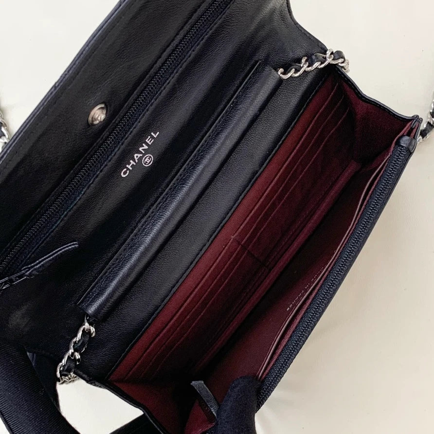 Chanel Woc Chain Lambskin Shoulder Crossbody Bag Black Women S