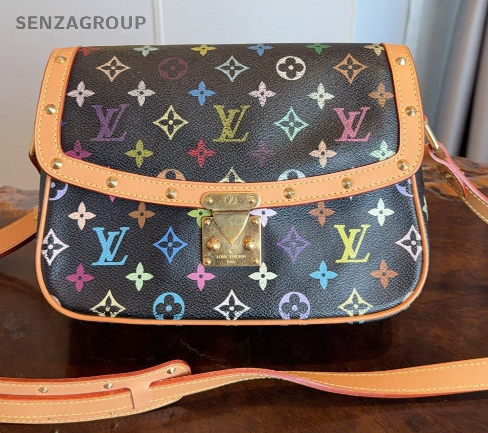 Louis Vuitton Monogram Black Multicolor Shoulder Bag Crossbody Women Classic