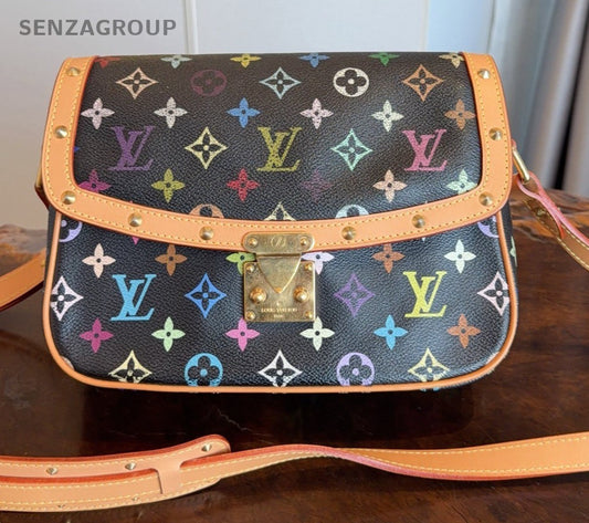 Louis Vuitton Monogram Black Multicolor Shoulder Bag Crossbody Women Classic