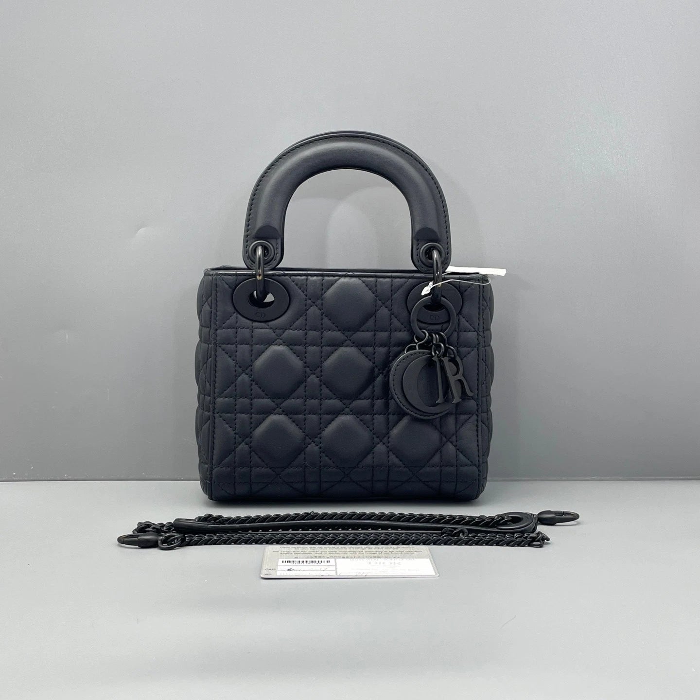 Dior Lady Dior Leather Black Top Handle Excellent
