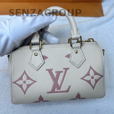 Louis Vuitton Speedy Nano Monogram White Pink Crossbody Bag Women