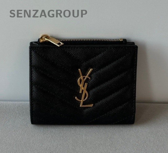 YSL Saint Laurent Caviar Calfskin Short Purse Clutch Black Almost Brand New