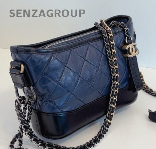 Chanel Gabrielle PM Chain Shoulder Bag Crossbody Blue Gold Women Classic Fashion