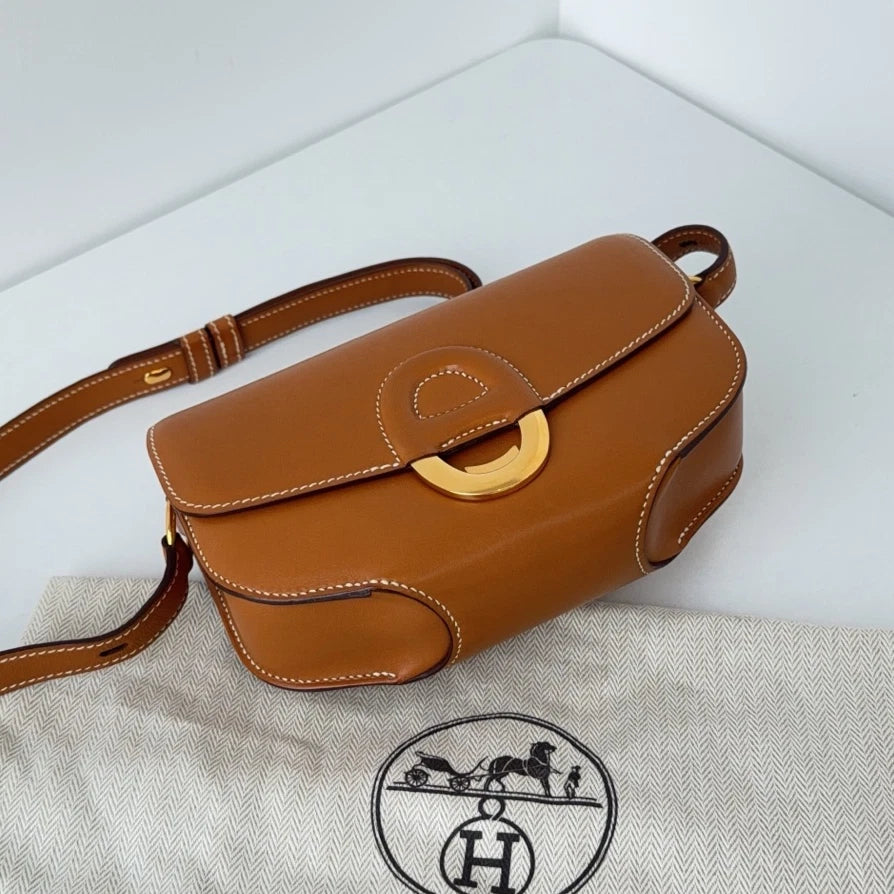 Hermes Cherche Midi18 Mini Butler Shoulder Bag Crossbody Brown Gold Hardware