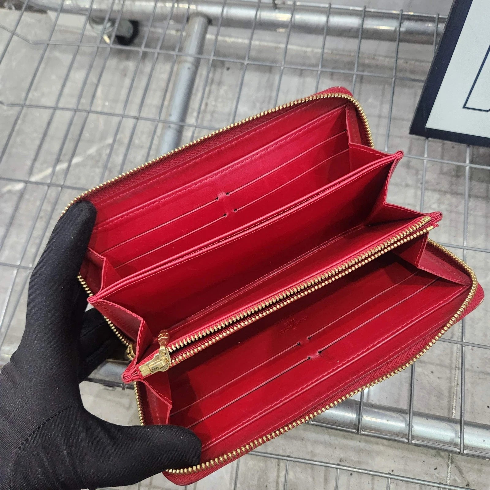 Louis Vuitton Red Patent Leather Long Wallet Clutch For Women
