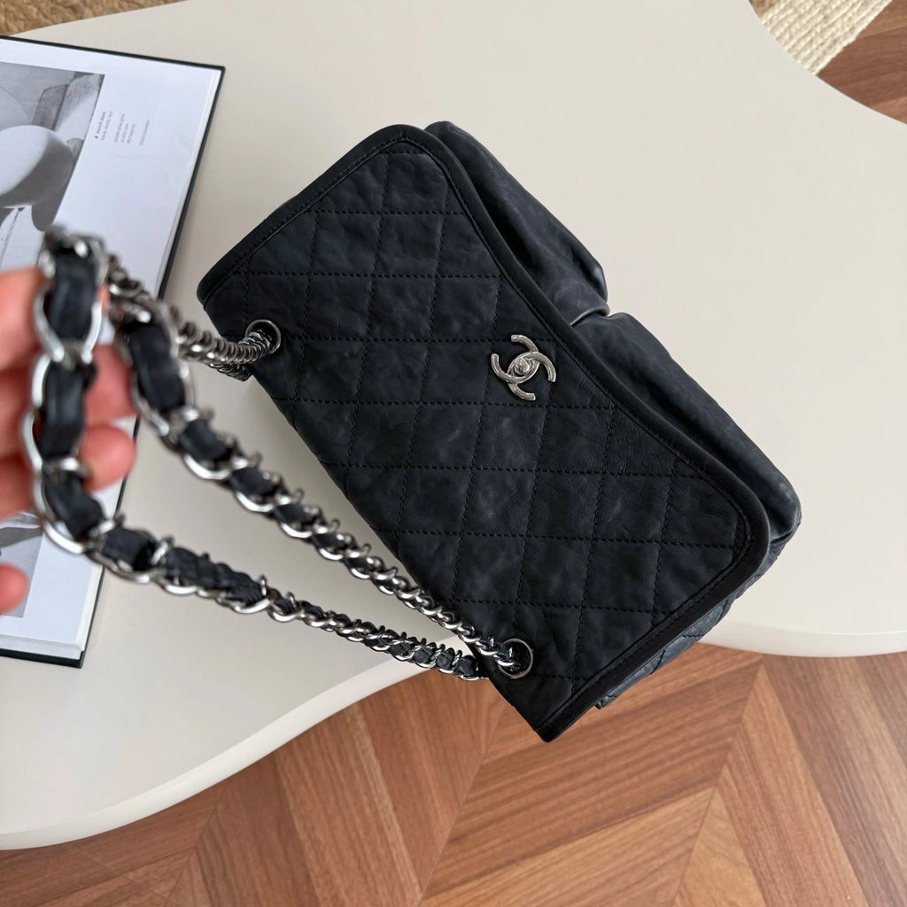 Chanel Airport Series Double Pocket Shoulder Bag Daily Crossbody Tote Black