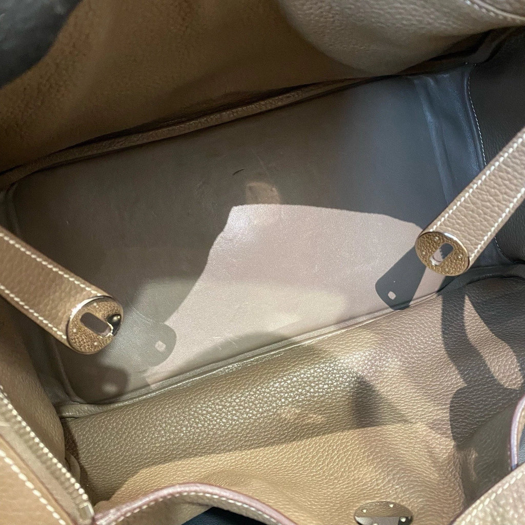 Hermes Lindy34 Top Handle Shoulder Bag Gray Silver Women Classic Fashion