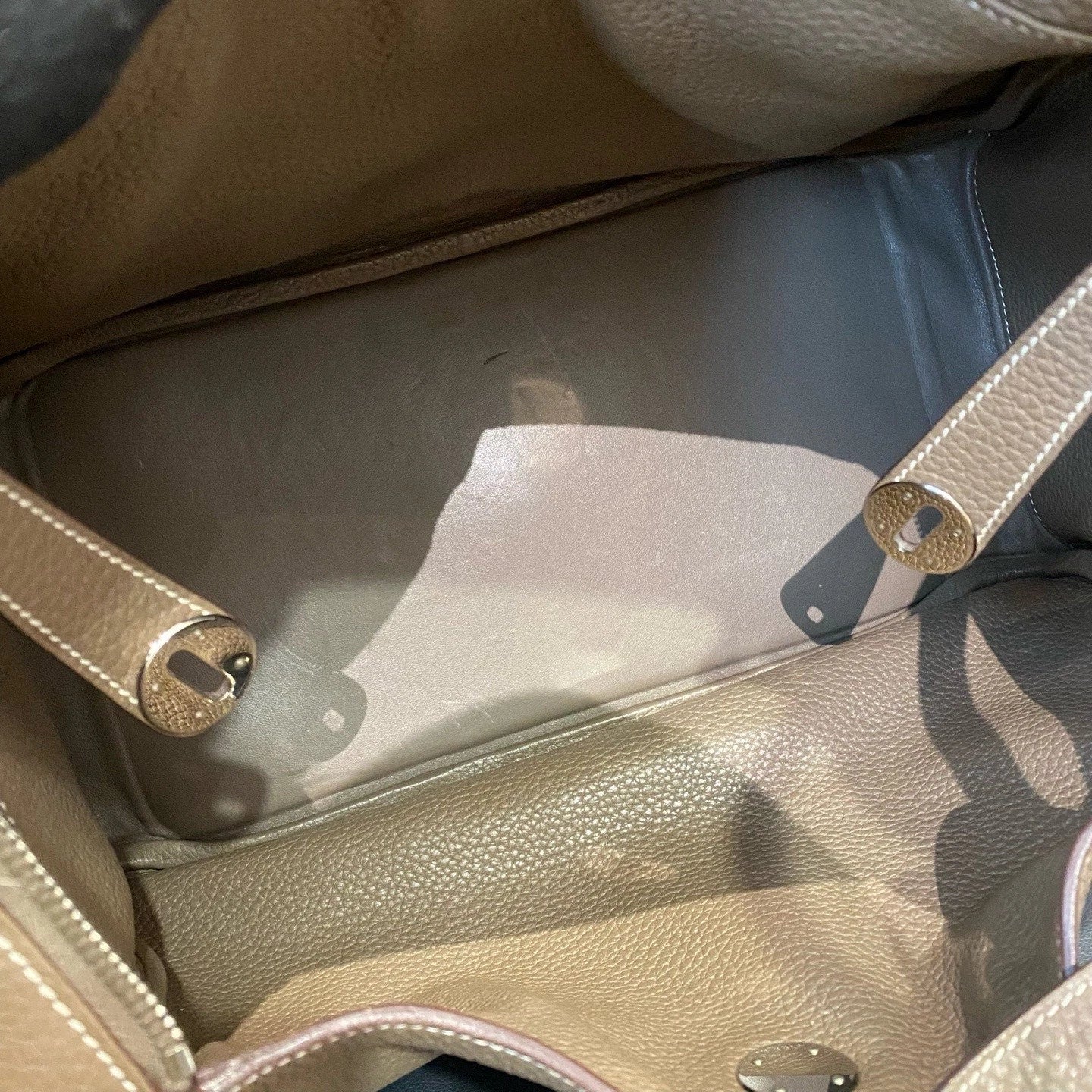 Hermes Lindy34 Top Handle Shoulder Bag Gray Silver Women Classic Fashion