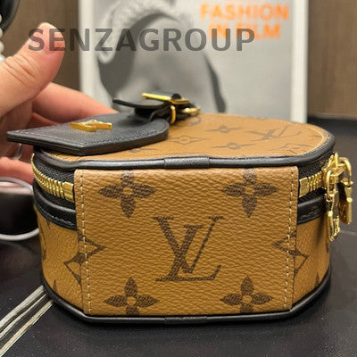 Louis Vuitton Monogram Mini Round Trunk Brown Gold Handbag Classic Women