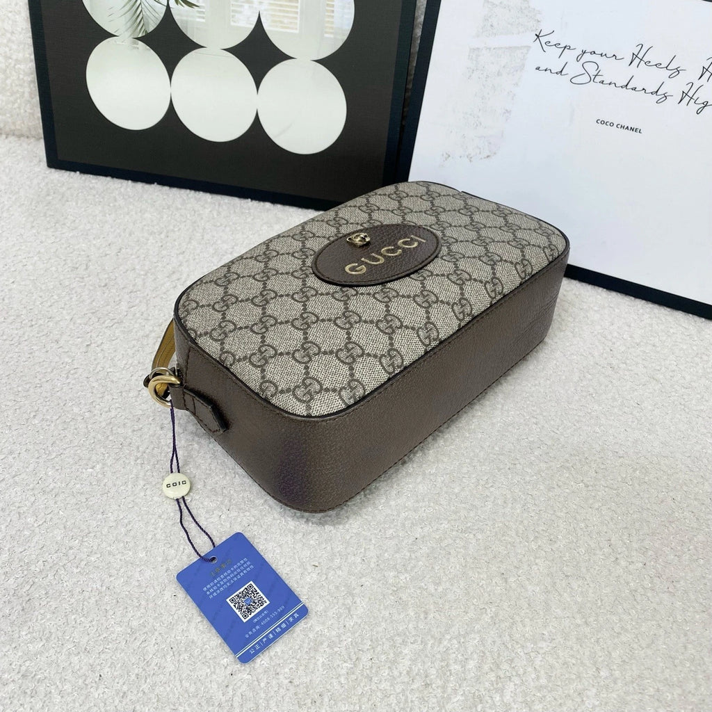 Gucci Retro Striped Trim GG Supreme Canvas Handbag For Women