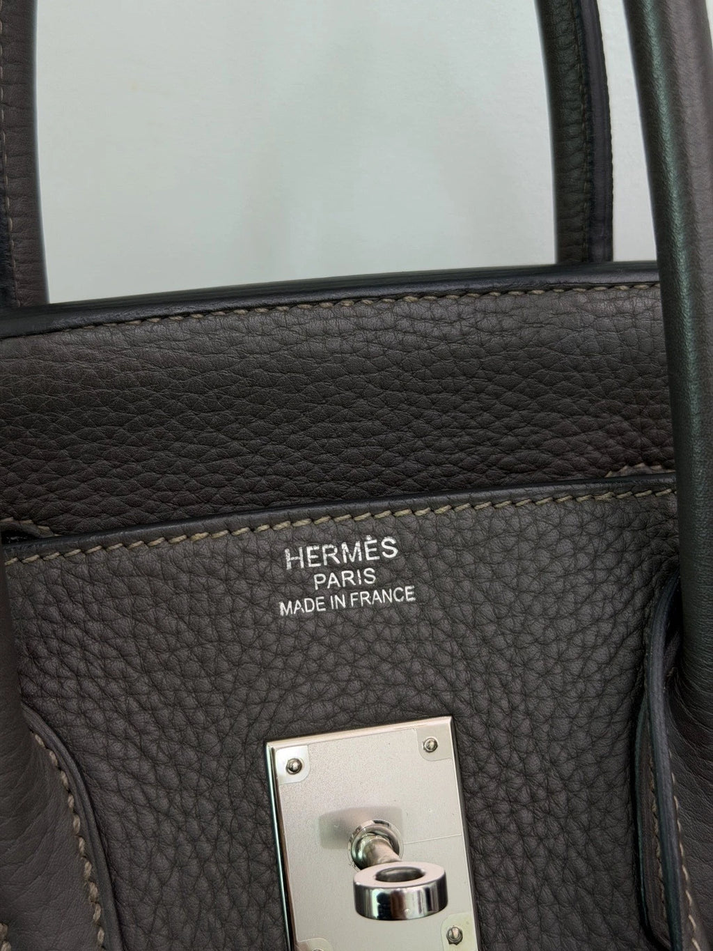 Authentic Hermes Birkin 35 Tote Top Handle Bag Grey Silver Hardware