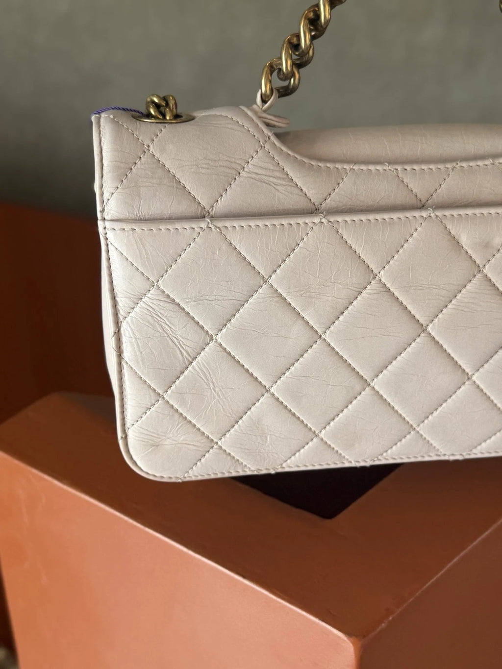 Chanel Bombay MM Chain Top Handle Shoulder Bag Lilac Gold Women Classic