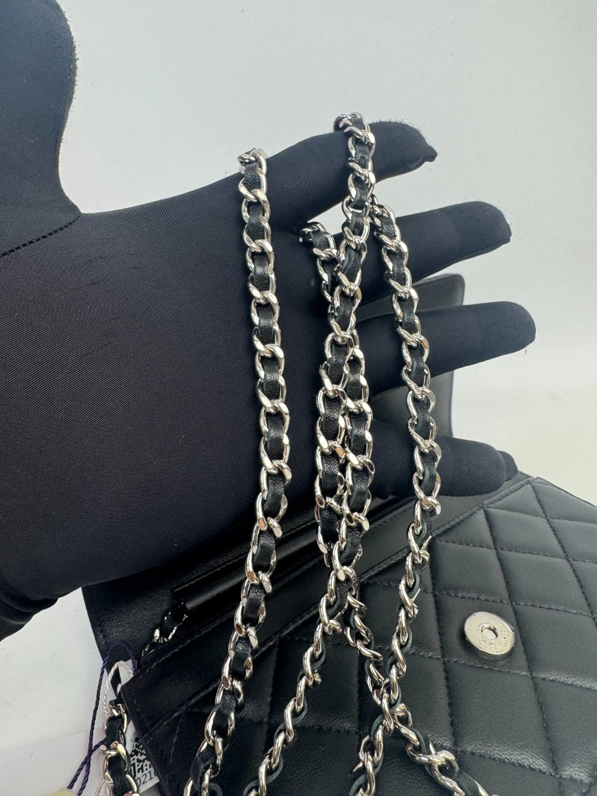 CHANEL CC Chain WOC Diamond Pattern Calfskin Crossbody bag Women Black Silver