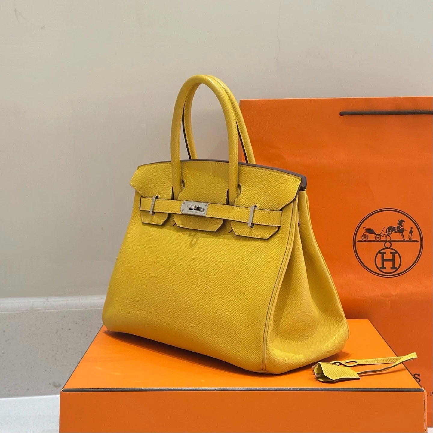 Hermes Yellow Epsom Leather Birkin30 Handbag For Women
