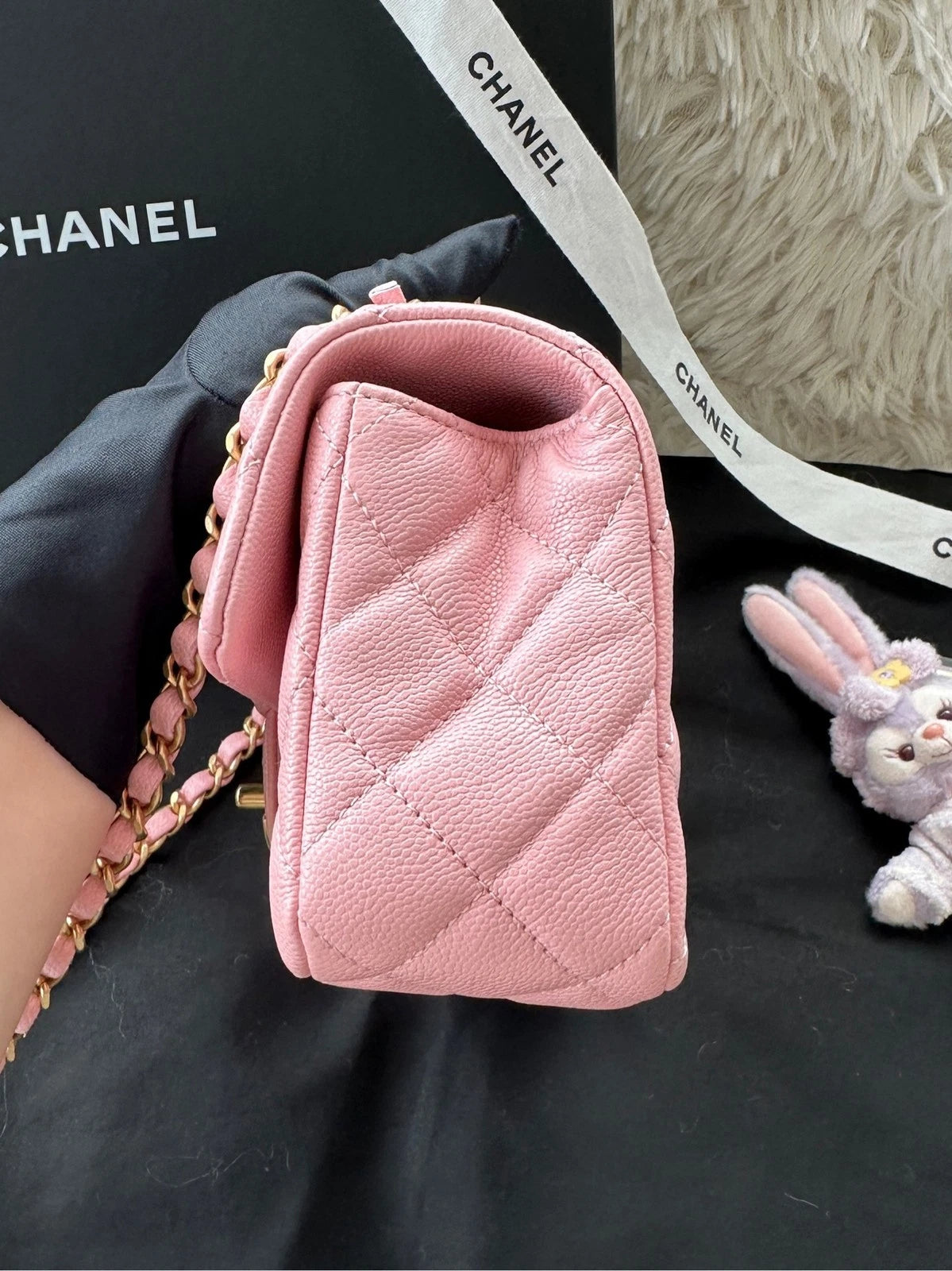 New CHANEL CF Mini Pink Leather Top Handle Shoulder Bag For Women