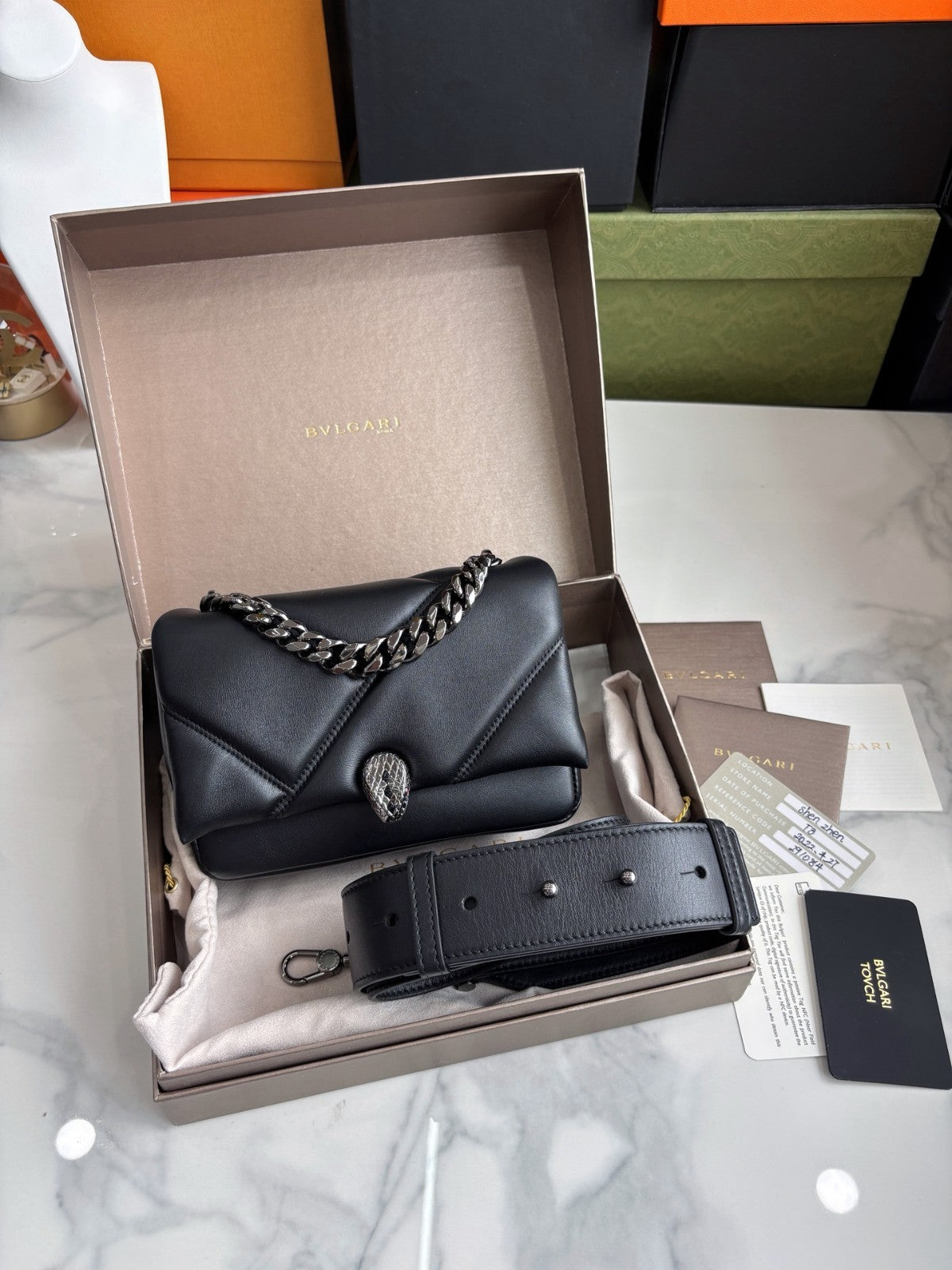 Bvlgari Serpenti Cabochon Shoulder bag Chain Strap Almost Brand NEW Women