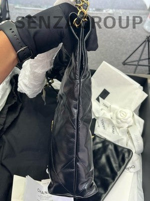 Chanel 22 Bag Small Black Gold Chain Quilted Shoulder Bag