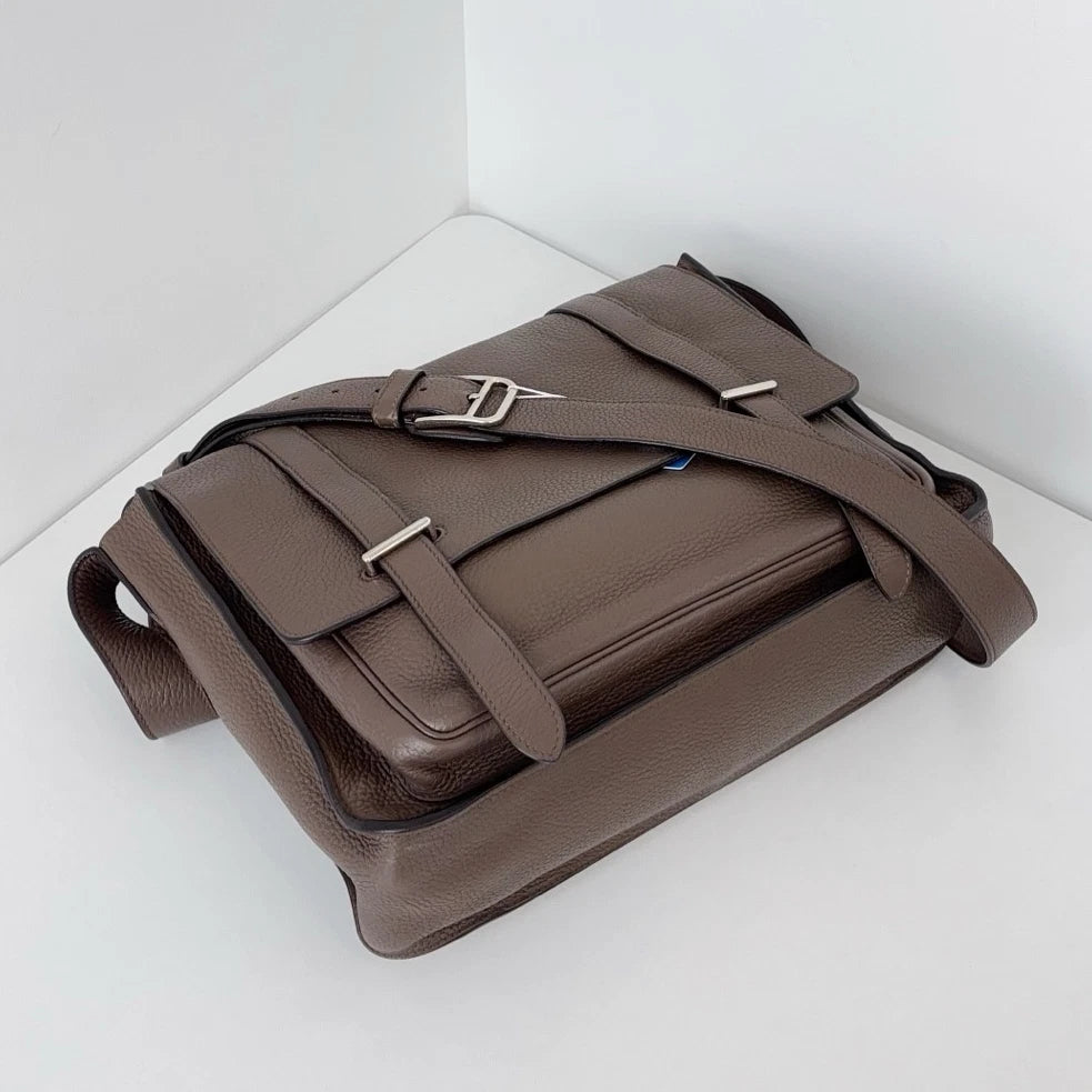 Hermes Steve35 2Way Gray Shoulder Bag Crossbody Silver Hardware