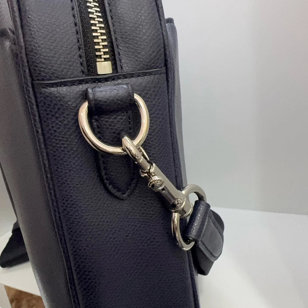 Coach Blue Black Leather Shoulder Handbag Briefcase For Women