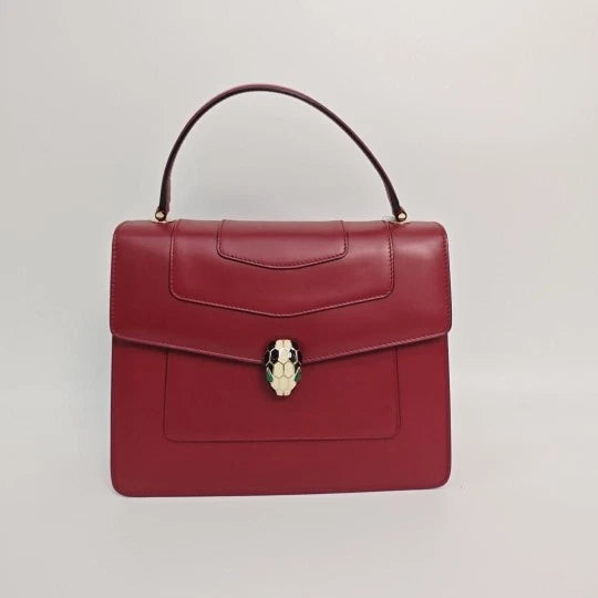 Bvlgari Serpenti Forever Red Leather Shoulder Crossbody Bag For Women