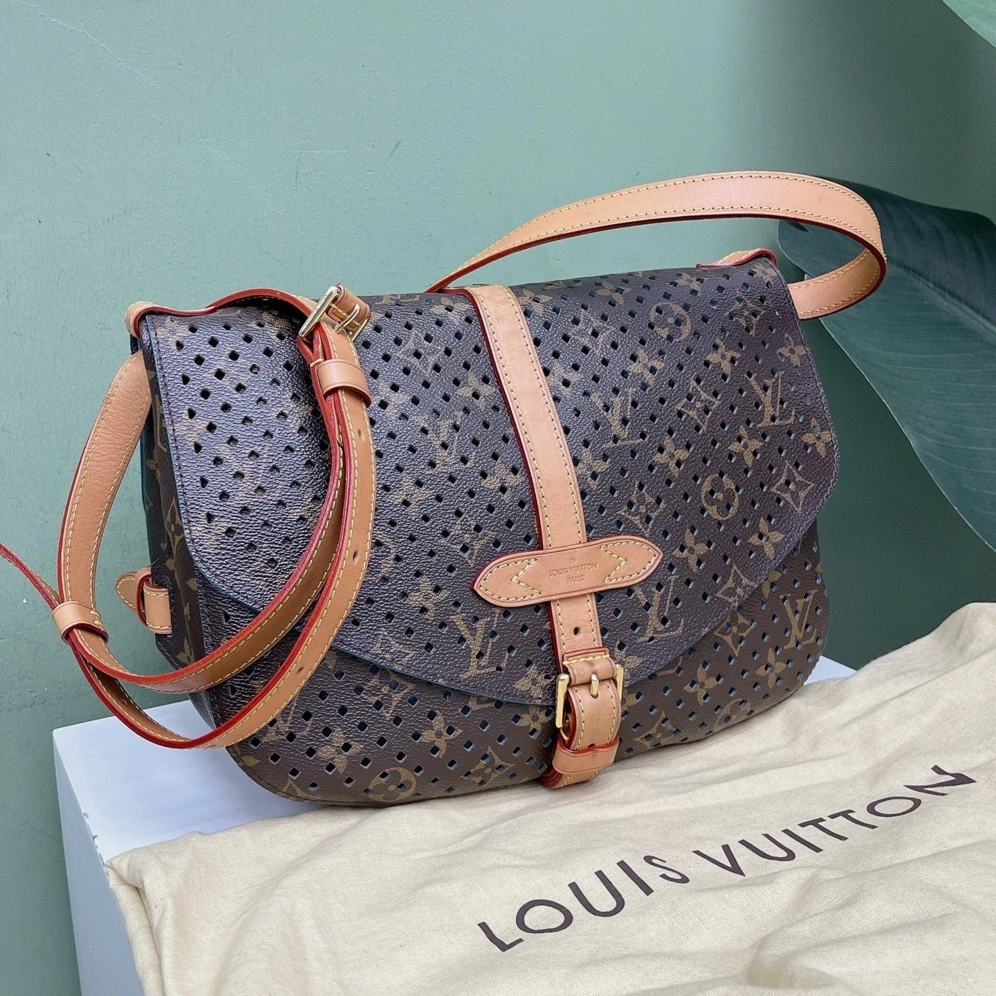 Louis Vuitton Saumur Flore Perforated Monogram Crossbody Bag Shoulder Bag Women