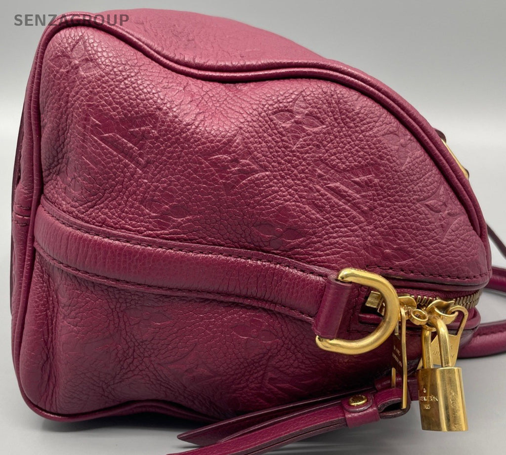 Louis Vuitton Speedy Monogram Calfskin Top Handle Bag Crossbody Red Women