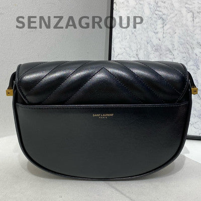 Saint Laurent Black Saddle Bag Gold Hardware Classic Women's Shoulder Bag