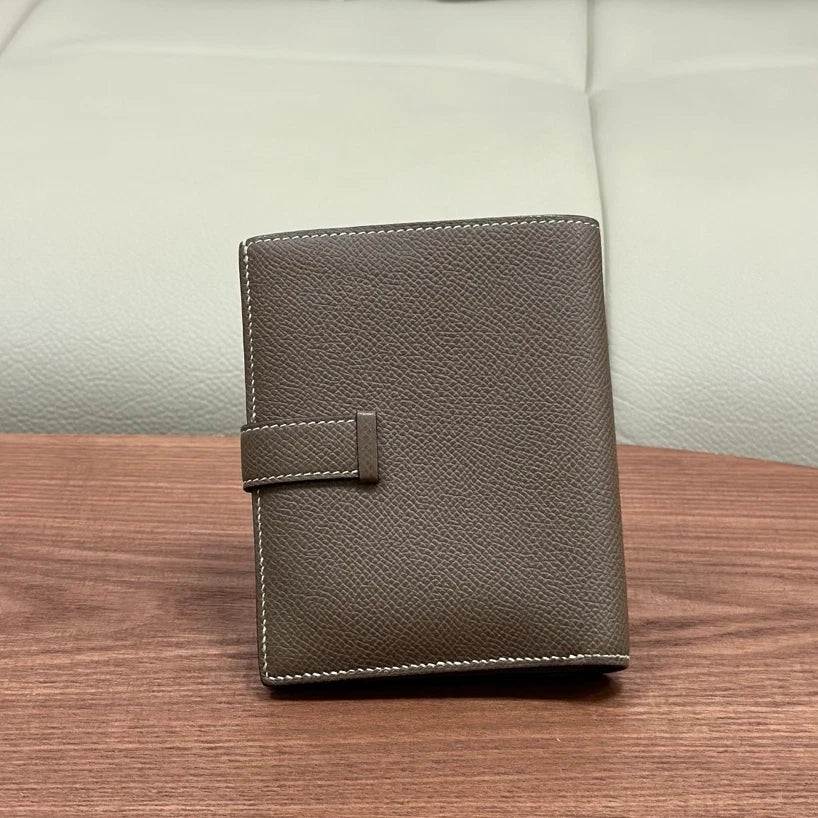 Hermes Bearn Compact Epsom Clutch Wallet Gray Gold Used Women Classic