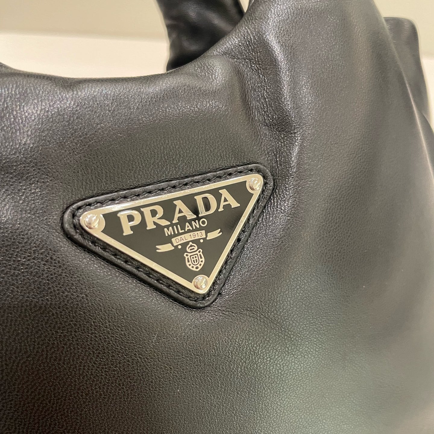 Prada Black Silver Cloud Tote Bag Handbag Shoulder Bag Classic Women's