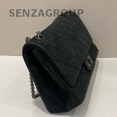 Chanel Classic Quilted Lambskin Chain Shoulder Bag Black Silver Hardware