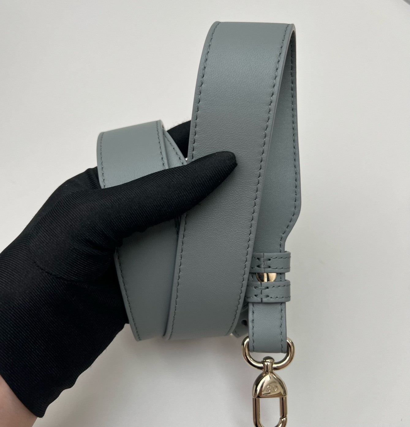 Christian Dior Lady Dior Cannage Top Handle Bag Crossbody Gray Gold Women