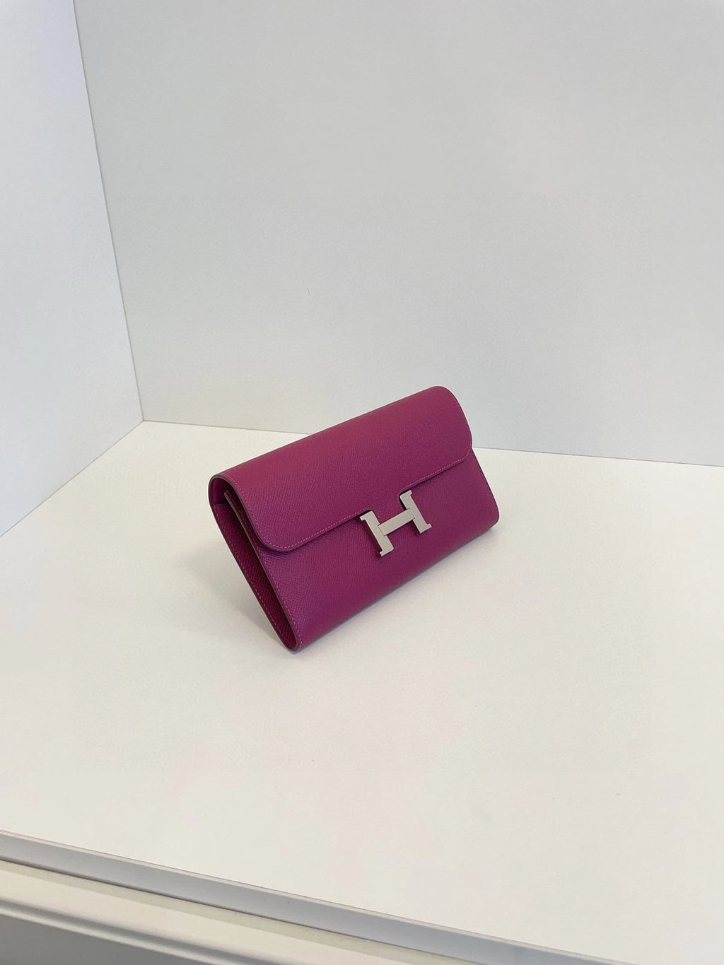 Hermes Constance Long Wallet Purple Silver For Women
