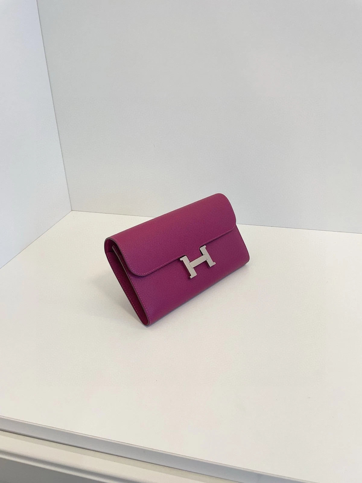 Hermes Constance Long Wallet Purple Silver For Women