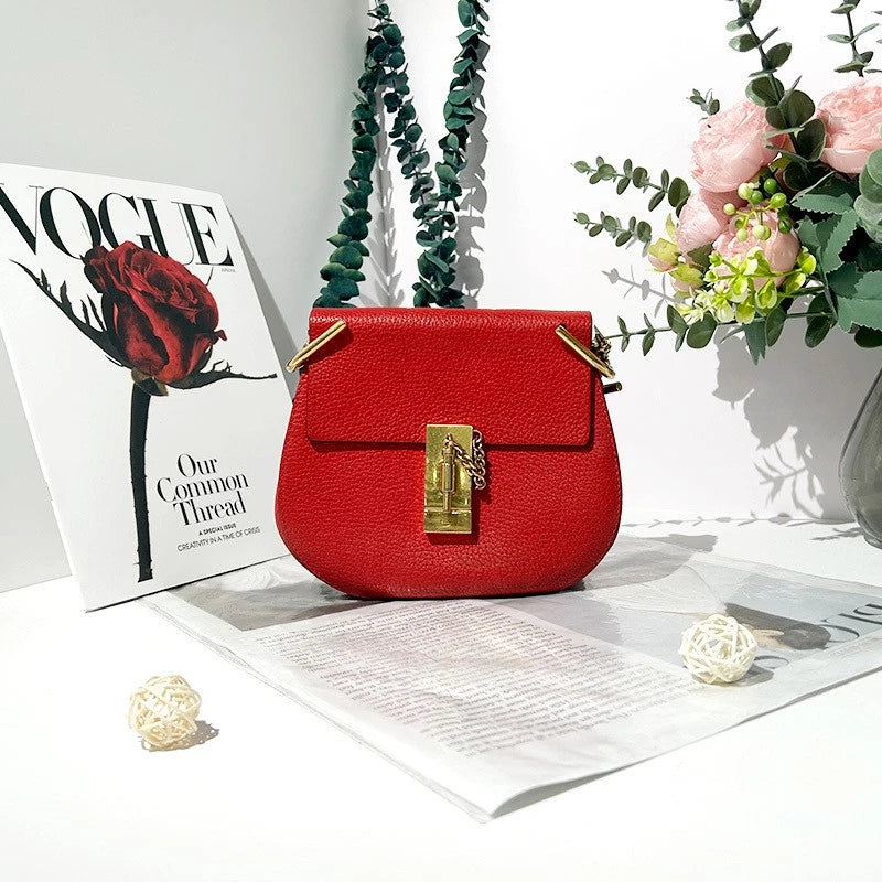 Chloe Red Leather Crossbody Shoulder Bag For Women