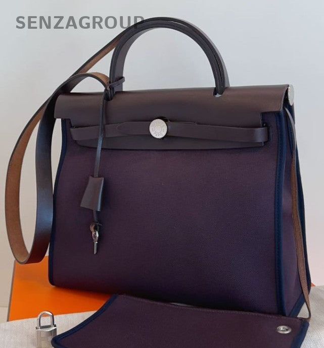 Hermes Herbag31 Top Handle Bag Crossbody Purple Silver Women Classic
